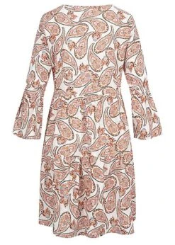 JACQUELINE DE YONG JDY By ONLY Damen 7/8 Arm Viskose V-Neck Kleid Paisley Print Cloud Dancer Weiss Mc -Luftig Und Leicht 22020114 2