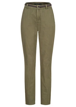 Vero Moda Damen Chino Hose Straight Fit Inkl. Gürtel 2 Pockets Ivy Grün