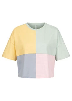 ONLY Damen Oversized Crop T-Shirt Colorblock Multicolor