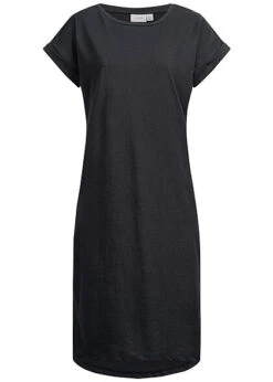 VILA Damen NOOS Midi Kleid Kurzarm Und Rundhals Schwarz