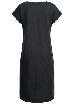 VILA Damen NOOS Midi Kleid Kurzarm Und Rundhals Schwarz -Luftig Und Leicht 22020722 2