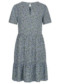VILA Damen NOOS Viskose Midi Volantkleid AOP Blüten Print Schwarz Blau Gelb 7 VILA Damen NOOS Viskose Midi Volantkleid AOP Blüten Print Schwarz Blau Gelb -Luftig Und Leicht 22030003 2