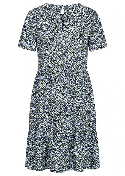 VILA Damen NOOS Viskose Midi Volantkleid AOP Blüten Print Schwarz Blau Gelb 5 VILA Damen NOOS Viskose Midi Volantkleid AOP Blüten Print Schwarz Blau Gelb – Bild 3