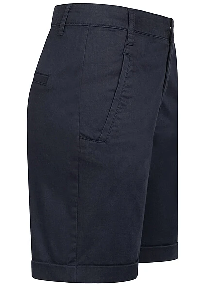 VILA Damen NOOS Kurze Hose 2 Pockets Umgeschlagener Saum Dunkel Blau 4 VILA Damen NOOS Kurze Hose 2 Pockets Umgeschlagener Saum Dunkel Blau – Bild 2