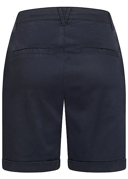 VILA Damen NOOS Kurze Hose 2 Pockets Umgeschlagener Saum Dunkel Blau 5 VILA Damen NOOS Kurze Hose 2 Pockets Umgeschlagener Saum Dunkel Blau – Bild 3
