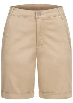 VILA Damen NOOS Kurze Hose 2 Pockets Umgeschlagener Saum Soft Camel Natural Beige