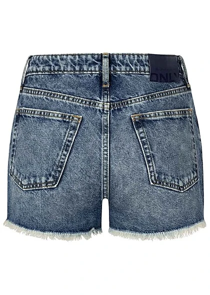 ONLY Damen Jeans Shorts Kurze Hose Im Destroyed Look 5 Pockets Medium Blau Denim 5 ONLY Damen Jeans Shorts Kurze Hose Im Destroyed Look 5 Pockets Medium Blau Denim – Bild 3