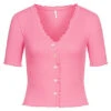 ONLY Damen Bluse Top Mit Knopfleiste Und Frilldetails Rosa -Luftig Und Leicht 22030239