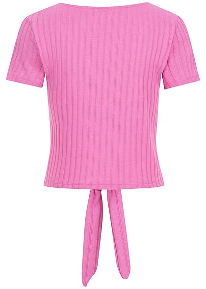 ONLY Damen Bluse Top Mit Knopfleiste Und Knotendetail V-Neck Pink 4 ONLY Damen Bluse Top Mit Knopfleiste Und Knotendetail V-Neck Pink – Bild 2
