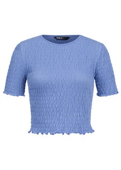 ONLY Damen NOOS Smock Top T-Shirt Mit Wellendetails Am Saum Yonder Dunkel Blau