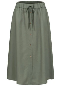 Vero Moda Damen Rock Mit Tunnelzug Und Knopfleiste Laurel Wreath Grün