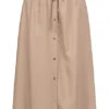 Vero Moda Damen Rock Mit Tunnelzug Und Knopfleiste Silver Mink Braun