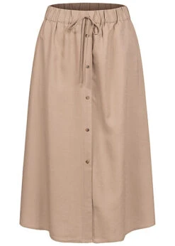 Vero Moda Damen Rock Mit Tunnelzug Und Knopfleiste Silver Mink Braun