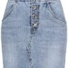 Vero Moda Damen Jeans Mini Rock Mit 4-Pockets Knopfleiste Hell Blau Denim -Luftig Und Leicht 22030650