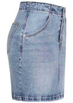 Vero Moda Damen Jeans Mini Rock Mit 4-Pockets Knopfleiste Hell Blau Denim -Luftig Und Leicht 22030650 1