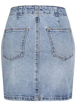 Vero Moda Damen Jeans Mini Rock Mit 4-Pockets Knopfleiste Hell Blau Denim -Luftig Und Leicht 22030650 2