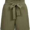 Vila Damen NOOS High-Waist Shorts Mit Bindeband & Rüschen 2-Pockets Leaf Oliv -Luftig Und Leicht 22030701