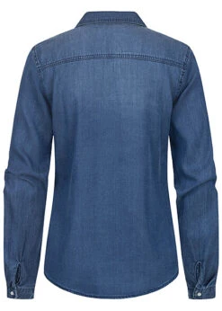 VILA Damen NOOS Basic Denim Shirt Vokuhila 2 Brusttaschen Dunkel Blau Denim -Luftig Und Leicht 22030729 2
