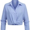 ONLY Damen 7/8 Arm V-Neck Bluse Mit Knoten Drehdetail Vorne Bel Air Blau -Luftig Und Leicht 22030749