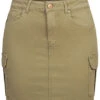 ONLY Damen NOOS Mini Cargo Jeans Rock 7-Pockets Mermaid Oliv Grün