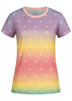Champion Damen T-Shirt Mit Allover Logo Print Multicolor