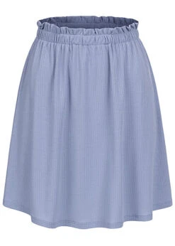 VILA Damen High-Waist Skater Struktur Rock English Manor Blau