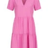 ONLY Damen Viskose Volant Kleid Mit V-Neck Und Kurzarm Super Pink -Luftig Und Leicht 22040035