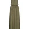 ONLY Damen Longform Viskose Kleid Mit Rundhals Dunkel Grün -Luftig Und Leicht 22040038