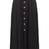 ONLY Damen Viskose Longform Rock Mit Knopfleiste Schwarz