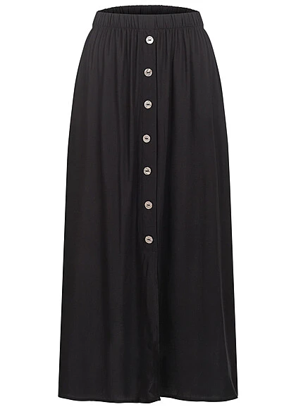 ONLY Damen Viskose Longform Rock Mit Knopfleiste Schwarz 3 ONLY Damen Viskose Longform Rock Mit Knopfleiste Schwarz