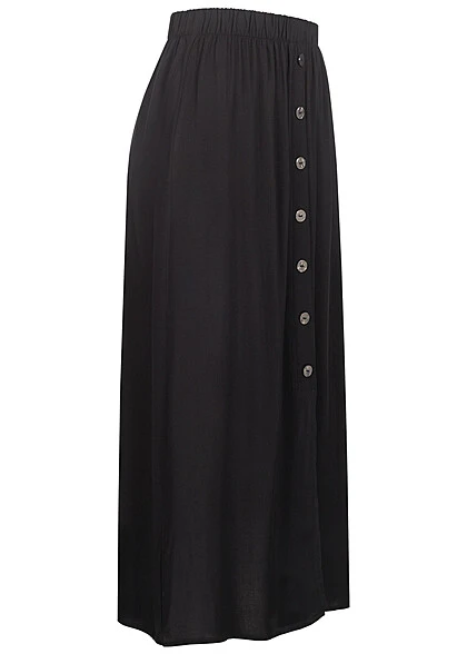 ONLY Damen Viskose Longform Rock Mit Knopfleiste Schwarz 4 ONLY Damen Viskose Longform Rock Mit Knopfleiste Schwarz – Bild 2