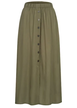 ONLY Damen Viskose Longform Rock Mit Knopfleiste Grün