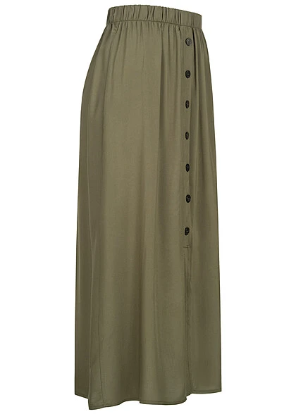 ONLY Damen Viskose Longform Rock Mit Knopfleiste Grün 4 ONLY Damen Viskose Longform Rock Mit Knopfleiste Grün – Bild 2