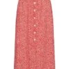 ONLY Damen Viskose Longform Rock Mit Knopfleiste Und Print High Risk Red -Luftig Und Leicht 22040076