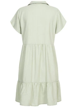 JACQUELINE DE YONG JDY By ONLY Damen Leinen Blusen Kleid Mit Knopfleiste Stufenoptik Desert Sage Grün -Luftig Und Leicht 22040119 2