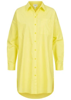 Vero Moda Damen Oversized Hemd Langarm Bluse Mit Knopfleiste Limeade Gelb