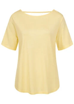 ONLY Premium Damen Shirt Top Mit Rundhals Kurzarm French Vanilla Gelb