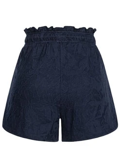 VILA Damen High Waist Shorts Strukturstoff Mit Blumenmuster Navy Blazer Blau -Luftig Und Leicht 22040455 2