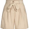 VILA Damen High Waist Shorts Mit Bindegürtel Und 2-Pockets Cement Beige -Luftig Und Leicht 22040469