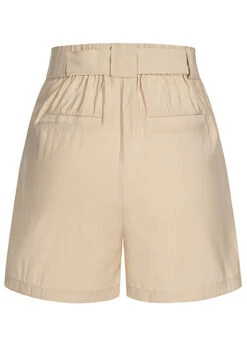 VILA Damen High Waist Shorts Mit Bindegürtel Und 2-Pockets Cement Beige -Luftig Und Leicht 22040469 2