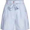 VILA Damen High Waist Shorts Mit Bindegürtel Und 2-Pockets Kentucky Blau -Luftig Und Leicht 22040470