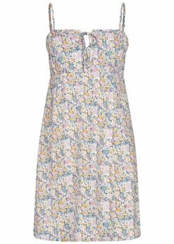 ONLY Damen Viskose Kleid Mit Bindedetail Und Rüschen Blumenprint Coronet Blau