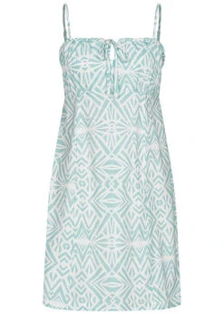 ONLY Damen Viskose Kleid Mit Bindedetail Und Rüschen Pastel Türkis