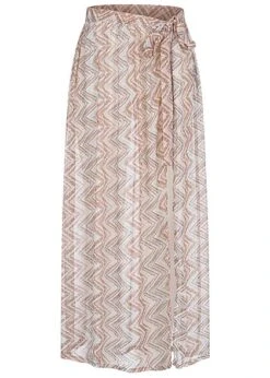 ONLY Damen Strandrock Wickelrock Mit Bindedetail Zick Zack Print Seashell Rosa