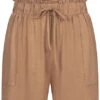 Pieces Damen High-Waist Frill Viskose Shorts Mit Tunnelzug 2-Pockets Tigers Eye Braun -Luftig Und Leicht 22040601