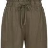 Pieces Damen High-Waist Frill Viskose Shorts Mit Tunnelzug 2-Pockets Grape Leaf Oliv Grün -Luftig Und Leicht 22040603