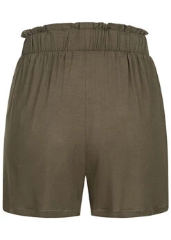 Pieces Damen High-Waist Frill Viskose Shorts Mit Tunnelzug 2-Pockets Grape Leaf Oliv Grün -Luftig Und Leicht 22040603 2