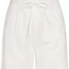 Pieces Damen High-Waist Shorts In Leinenoptik Mit Tunnelzug Cloud Dancer Weiss