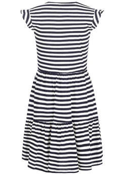 ONLY Damen Sommer Kleid Mit Cap-Sleeves & Streifen Muster V-Neck Night Sky Navy Weiss -Luftig Und Leicht 22040620 2