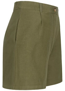 VILA Damen High-Waist Leinen Viskose Shorts Mit Zierfalten Four Leaf Clover Oliv Grün -Luftig Und Leicht 22040640 1